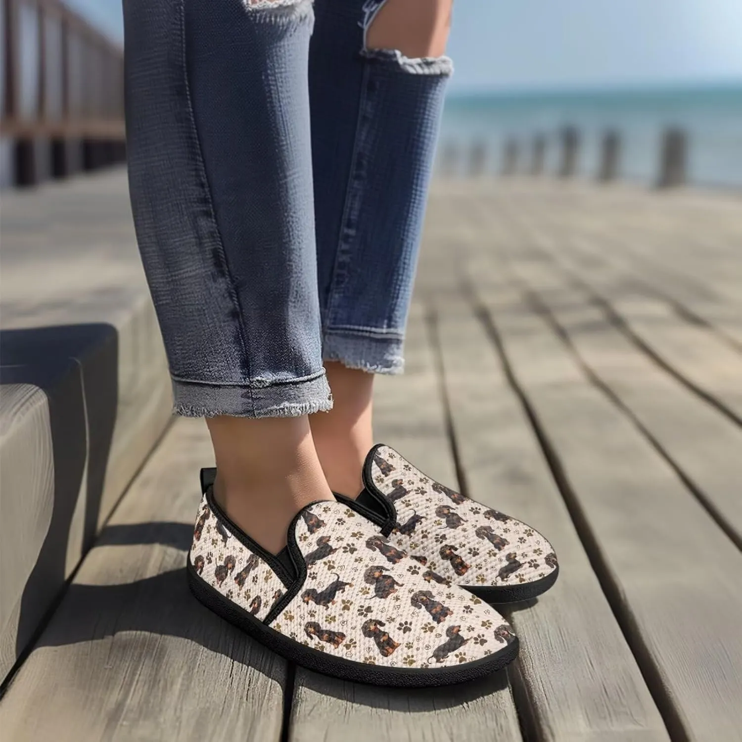 Womens Slip On Ladies Flats Animal Print Breathable Mesh Walking Shoes Lighweight Round Toe Sneakers
