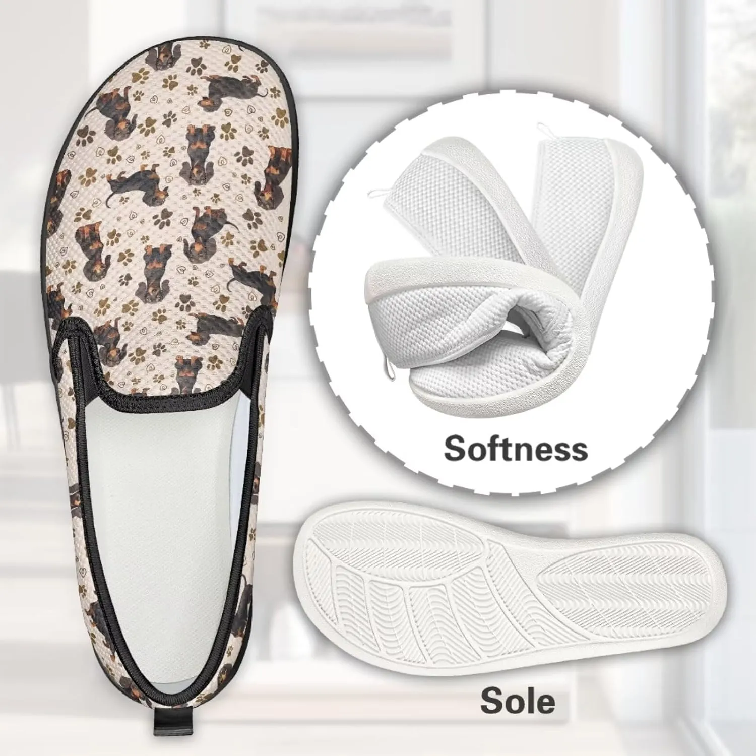 Womens Slip On Ladies Flats Animal Print Breathable Mesh Walking Shoes Lighweight Round Toe Sneakers