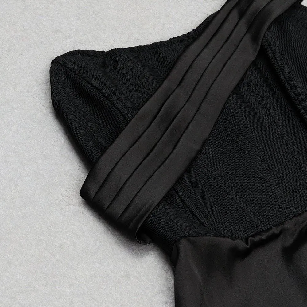 Women's Strapless Frill Maxi Bandage Dress - Casual Black Summer Sundress