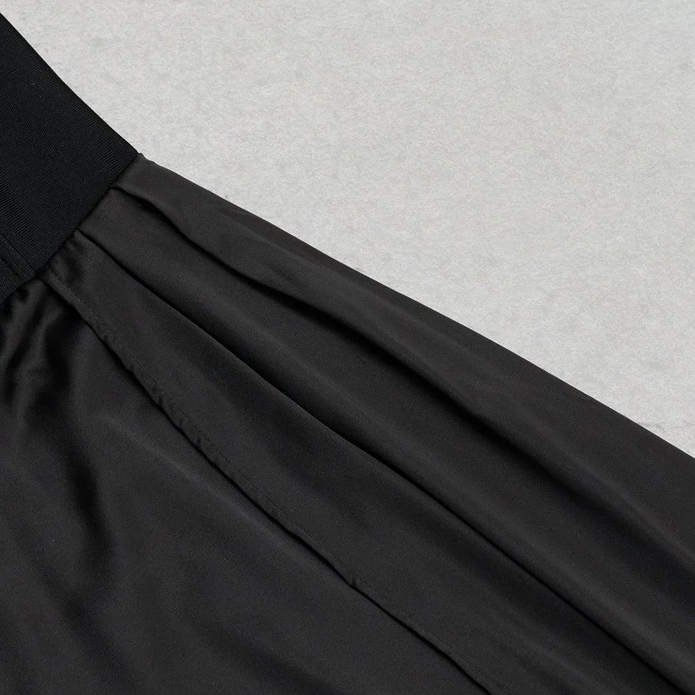Women's Strapless Frill Maxi Bandage Dress - Casual Black Summer Sundress