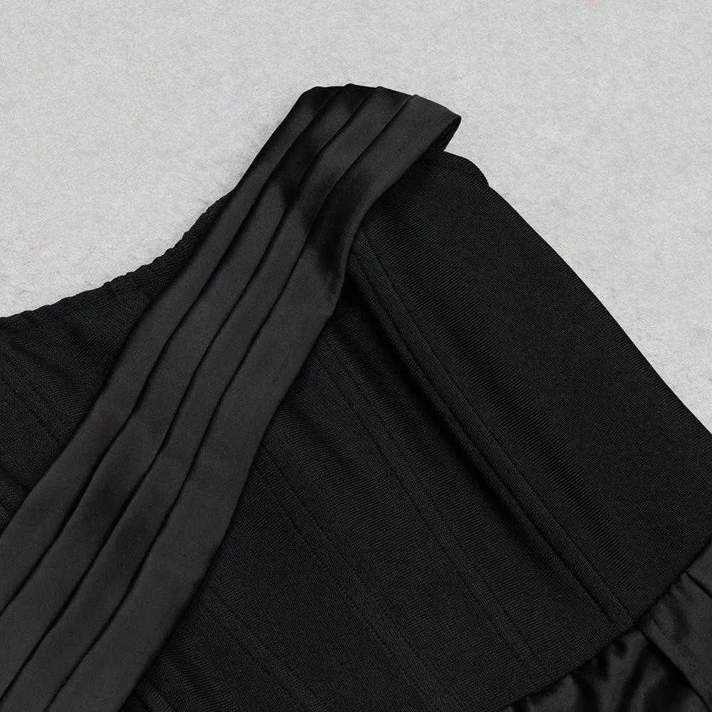 Women's Strapless Frill Maxi Bandage Dress - Casual Black Summer Sundress