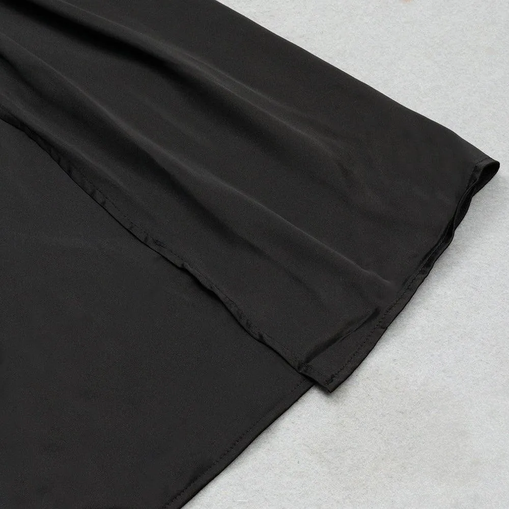 Women's Strapless Frill Maxi Bandage Dress - Casual Black Summer Sundress