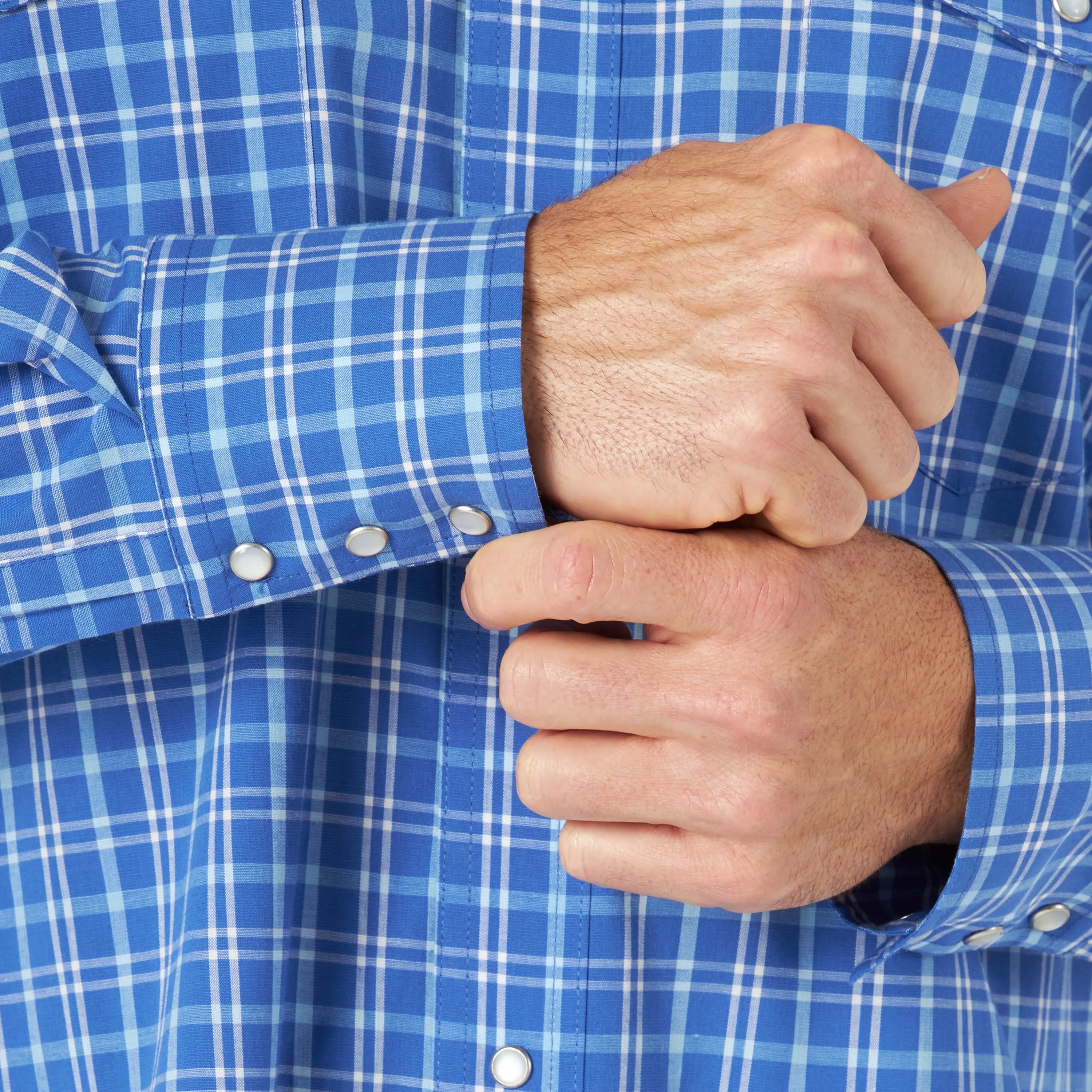 Wrangler | Wrinkle Resist Blue Plaid LS Snap Shirt