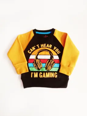 WS25-Black Headphones Sweatshirt (1-11Y)